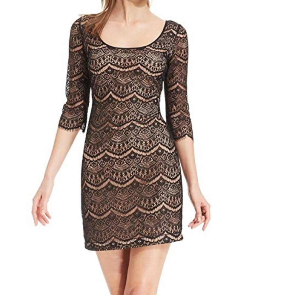 GUESS black and nude lace dress